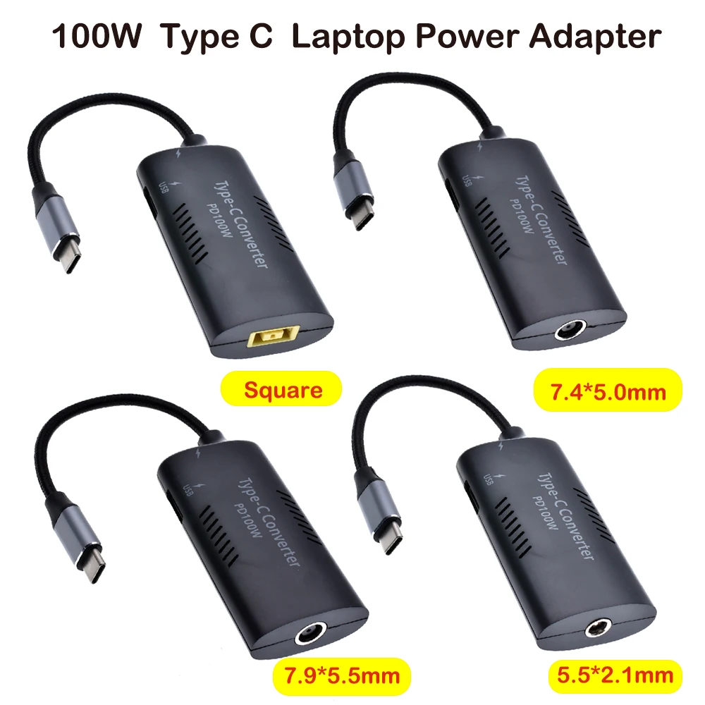 

100W Universal USB Type C PD Adapter Charger Converter for Lenovo Hp Asus 7.4*5.0 7.9*5.5mm Female to USB Type C Adaptor Male