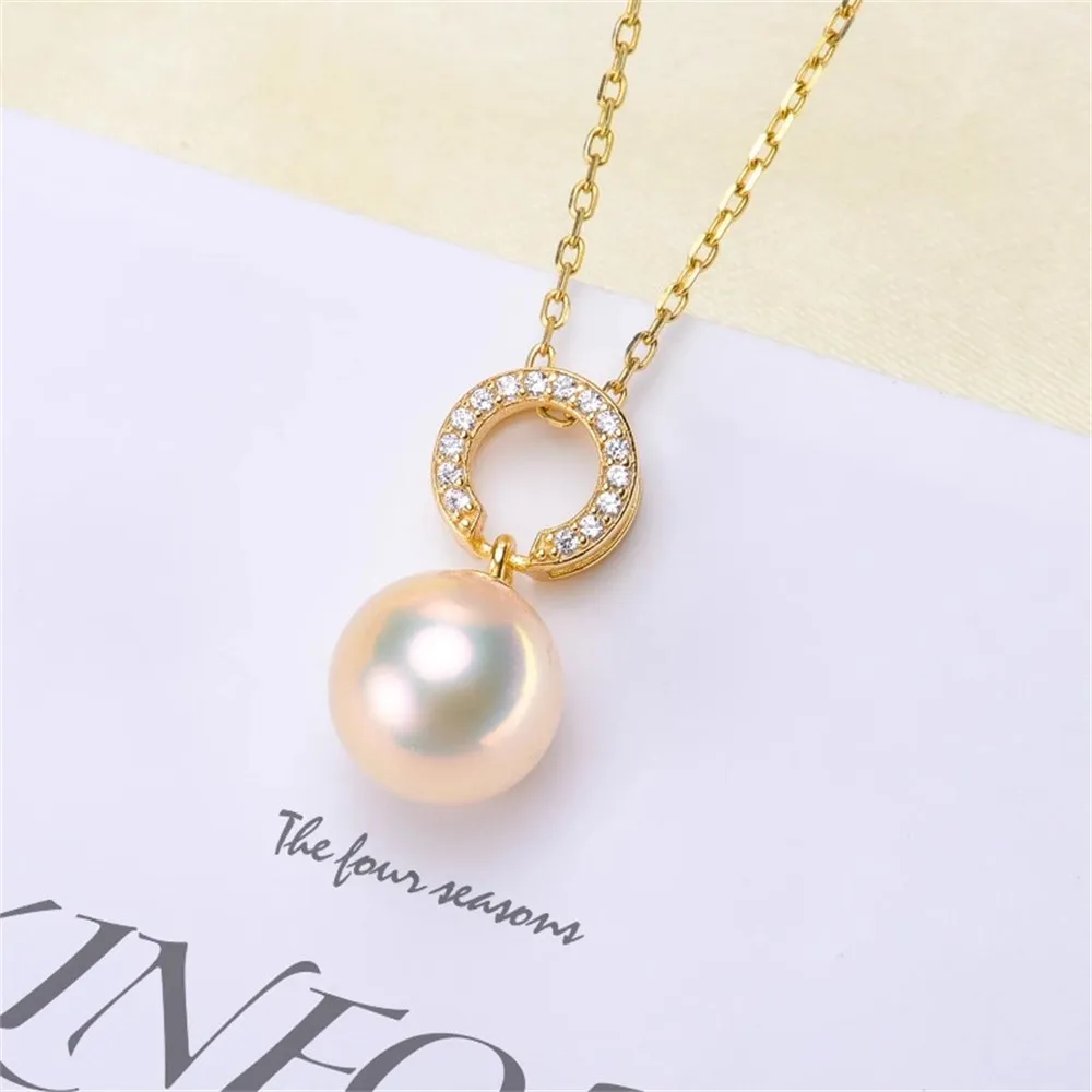 

DIY Pearl Accessories S925 Sterling Silver Pearl Pendant Empty Bracelet Necklace Pendant Female Fashion Fit 8-12mm Round Beads