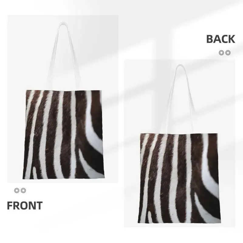 Zebra Striped Pattern Animal Fur Shopping Tote Bag Zebra Leather Texture Lover Printing Canvas Shoulder Shopper Bags Handbags