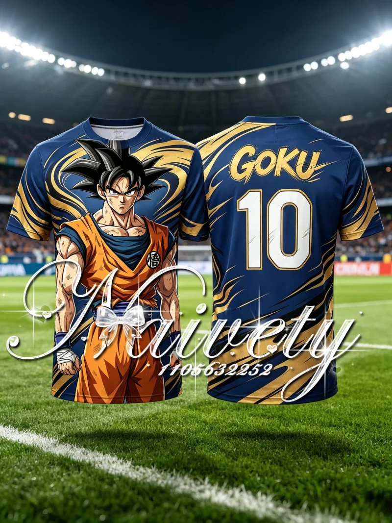 Summer Hot Sale Dragon Ball Original Form GOKU 3D Print Soccer Jersey Anime T-shirt Unisex Trendy Casual Sports Football Top