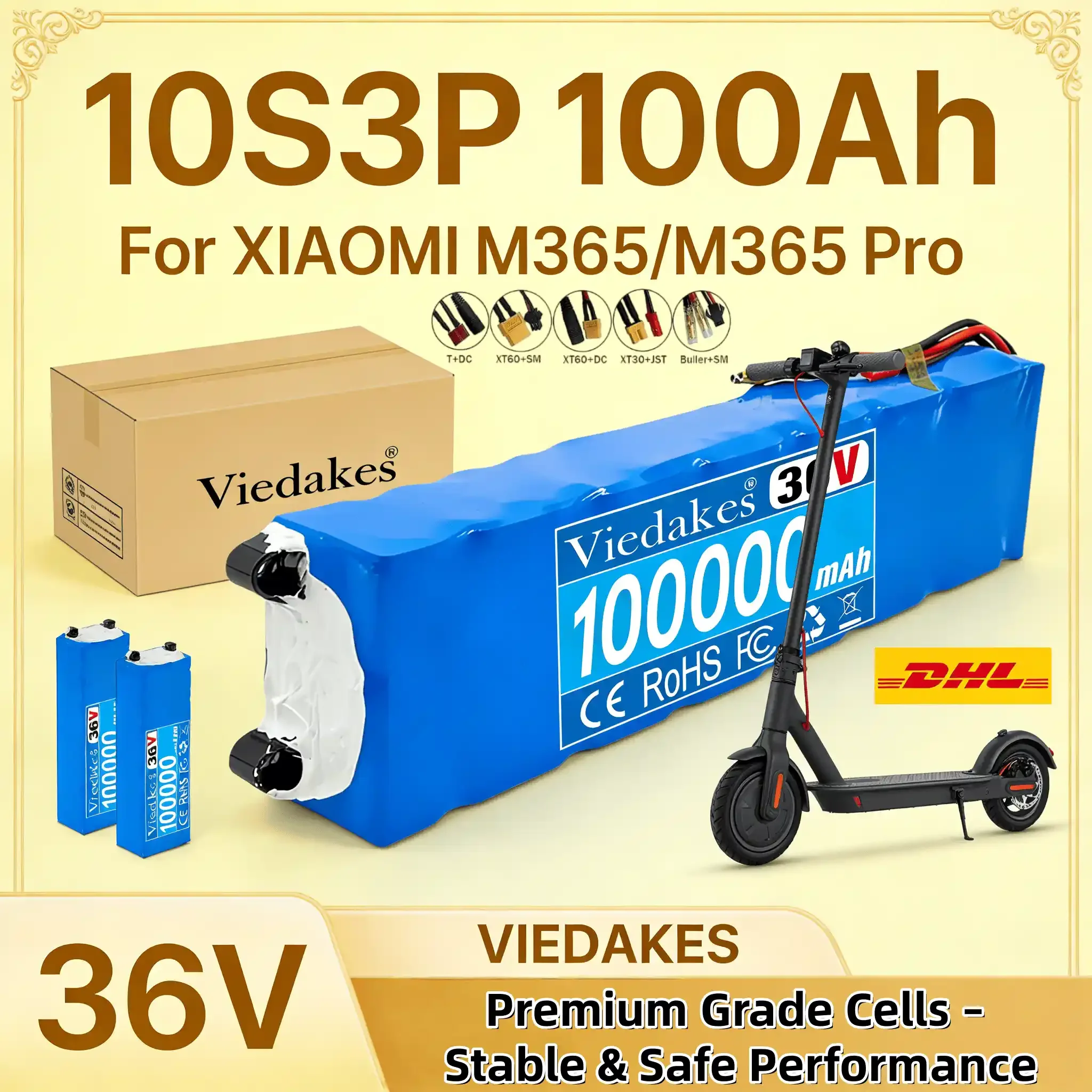 

10S3P 36V 100000mAh 18650 Battery Pack with BMS for Xiaomi M365 Pro 36V E-Scooter 500W