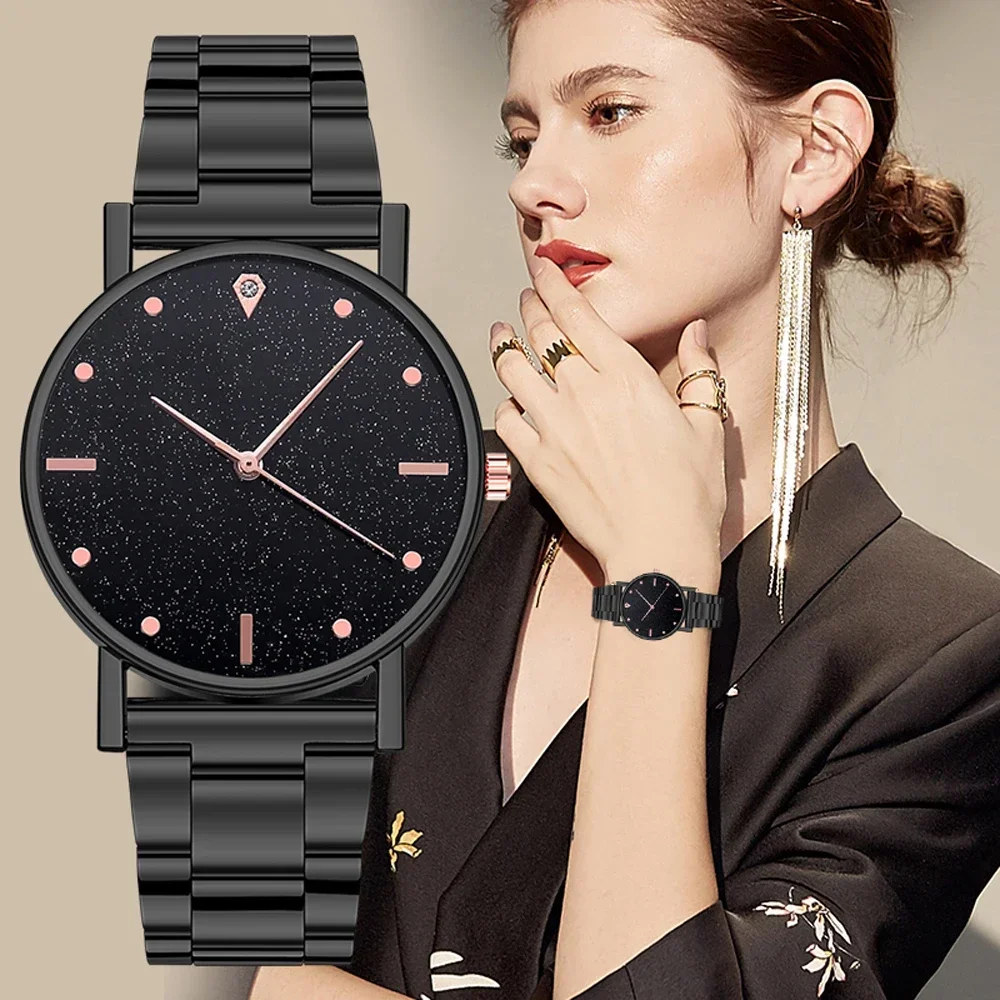 

2024 Popular Luxury Brand Women's Watches Starry Sky Lady Stainless Steel Band Analog Quartz WristWatch Reloj Mujer 손목시계