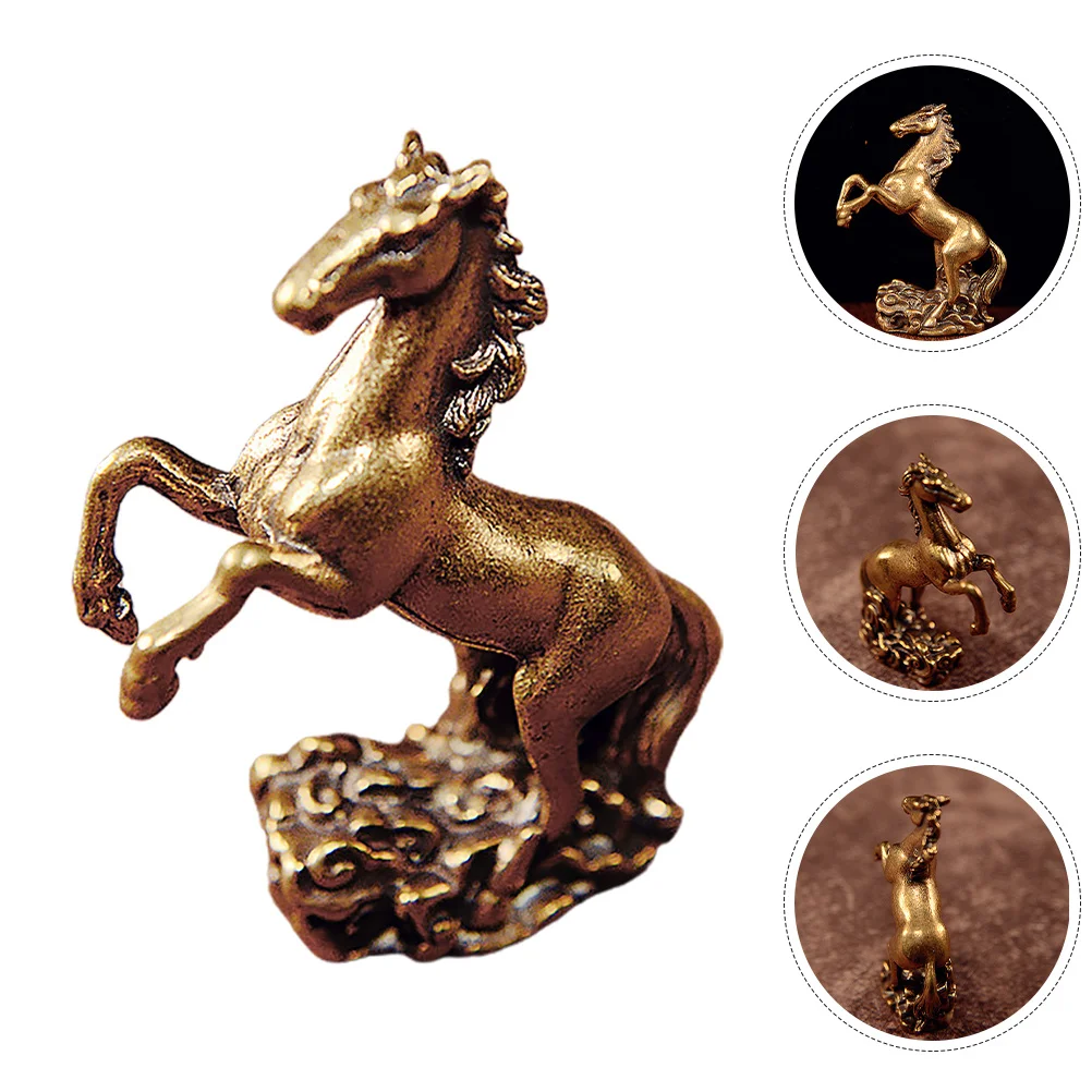 

2Pcs Brass Horse Sculpture Vintage Style Desktop Decor Solid Brass Miniature Horse Statue Decorative Ornament