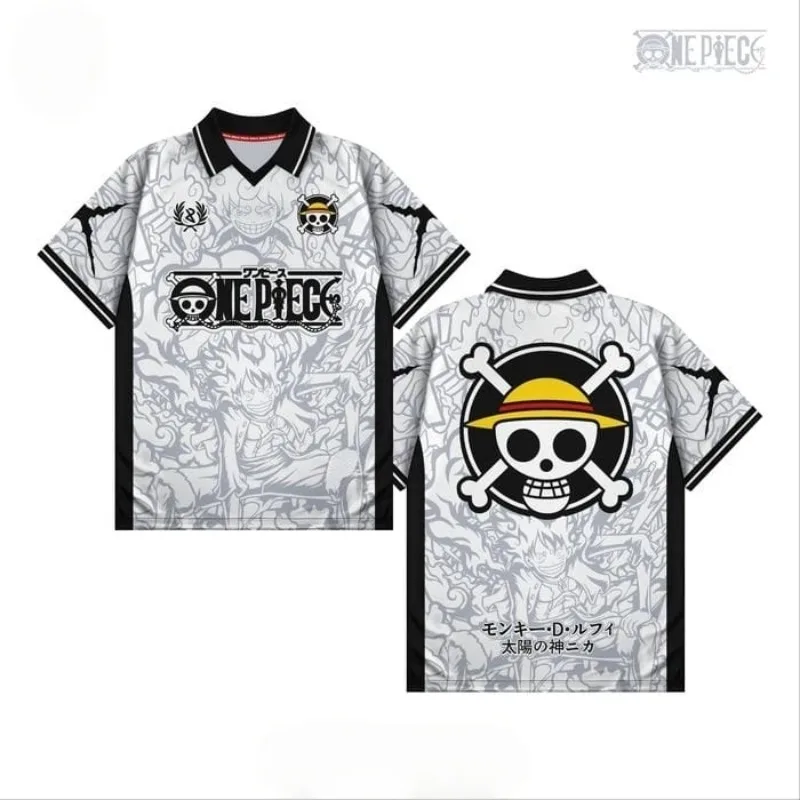 2026 New One Piece "Nika" Luffy Collared Polo Soccer Jersey – Men's T-Shirt / Unisex Anime Short-Sleeve Top (Family Matching)