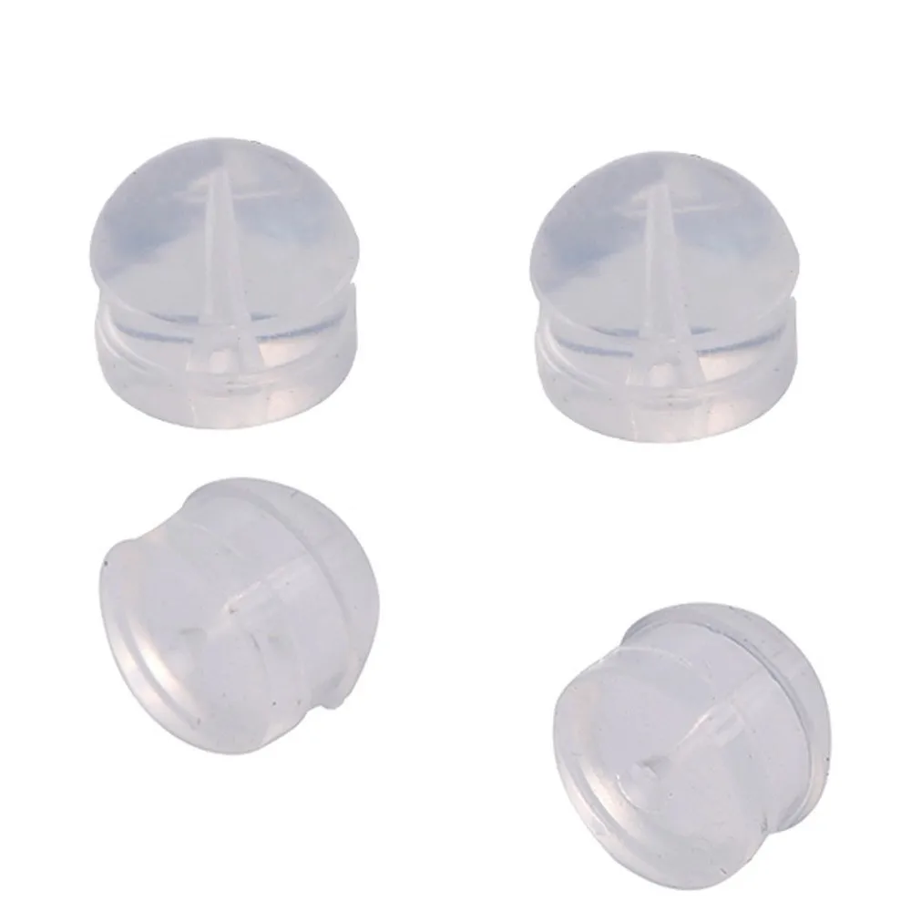 50/100Pcs Clear Soft Silicone Earring Stoppers Hamburger Shaped Earring Safety Backs Secure Locking DIY Jewelry Accessories