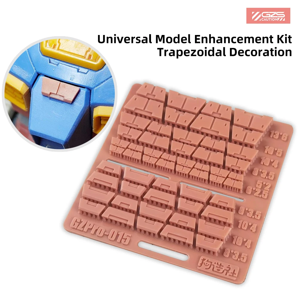 

Model Details Enhanced Accessories Trapezoidal Armor Patch Easily add precision to models Multiple sizes Universal Tpye