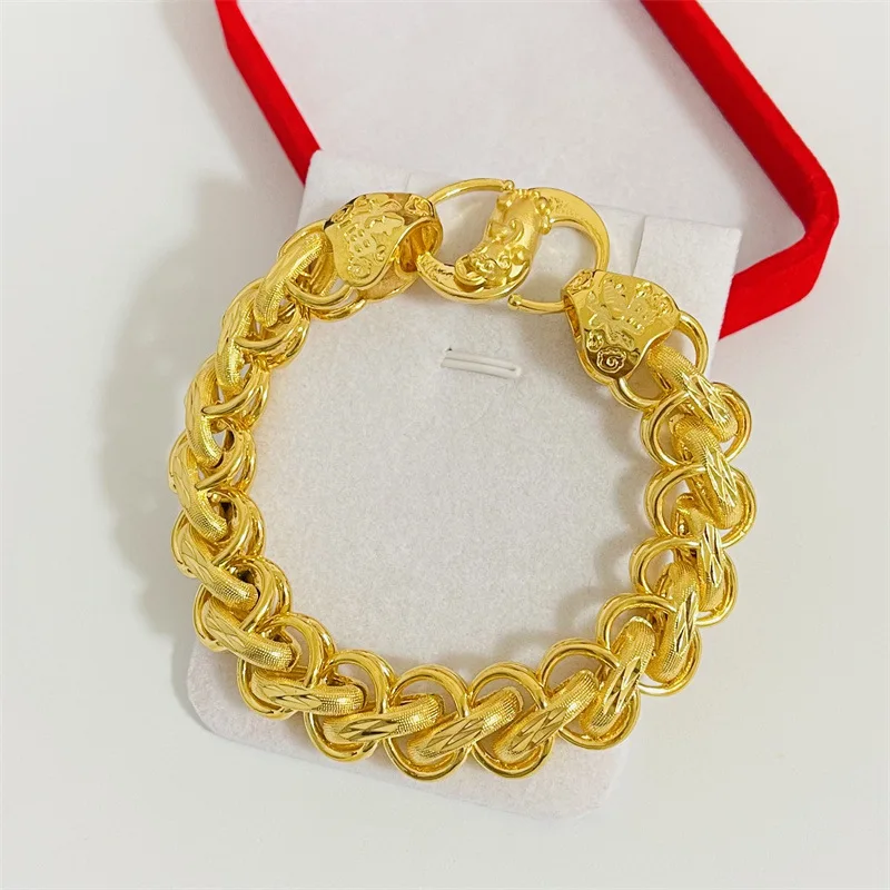 New Product: Gold Store Same Style Men's Bracelet, 9999 24K real gold Faurecia Buckle, Luxury Jewelry