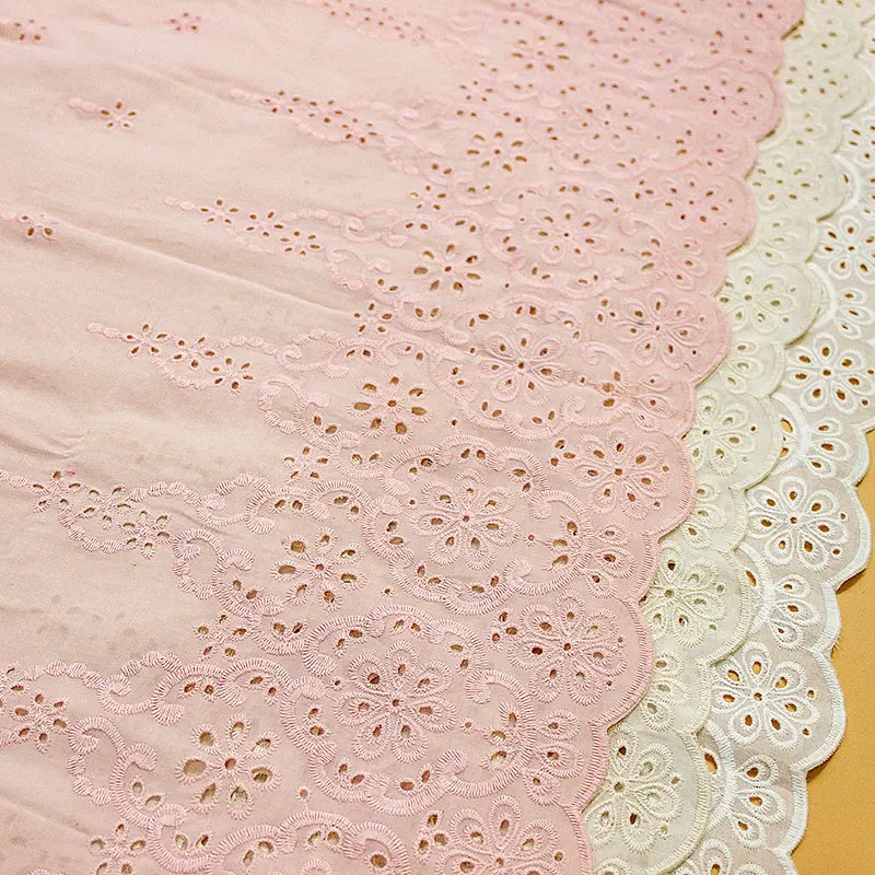 Cotton Embroidered White Flower Lace Fabric, Wide Sewing DIY Trim, Wedding Applique Ribbon, Collar Cloth, Guipure Decor