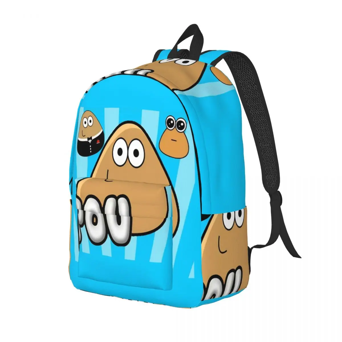 My Pet Alien Pou Backpack for Boy Girl Kids Student School Bookbag Game Cartoon Canvas Daypack Preschool Primary Bag Sports