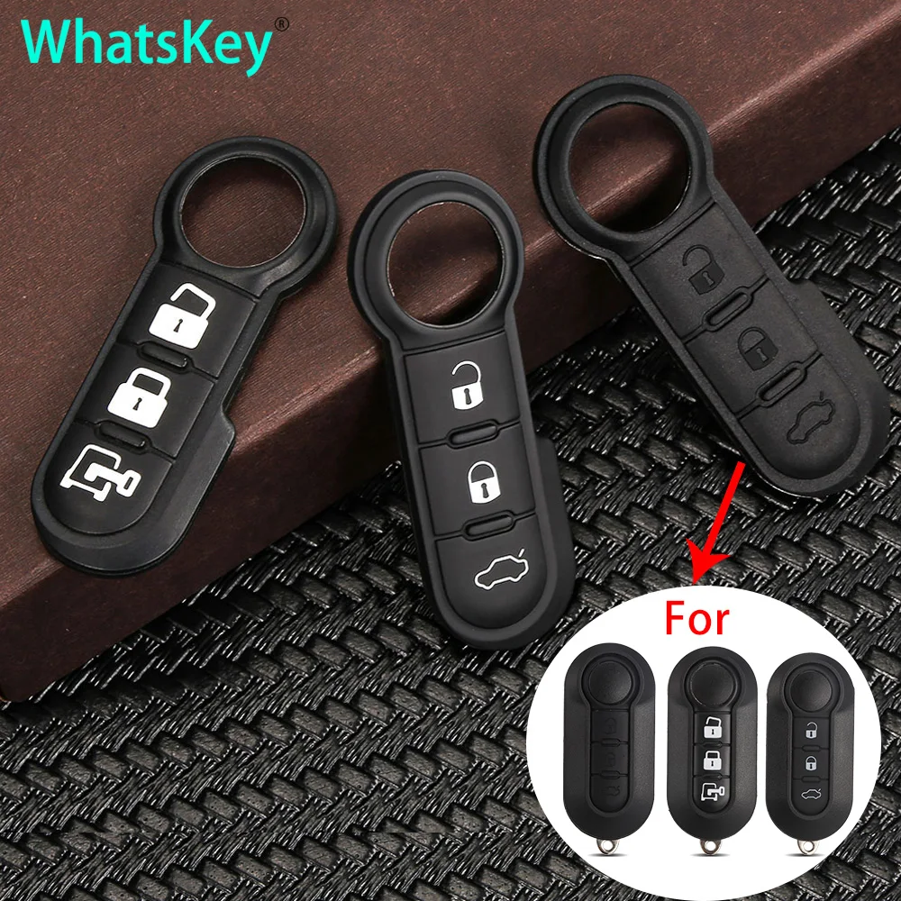 WhatsKey3 Button Soft Rubber Pad Flip Remote Key Skin For Fiat 500 Panda Abarth Punto Stilo Ducato Bravo Replacement Car Key Pad