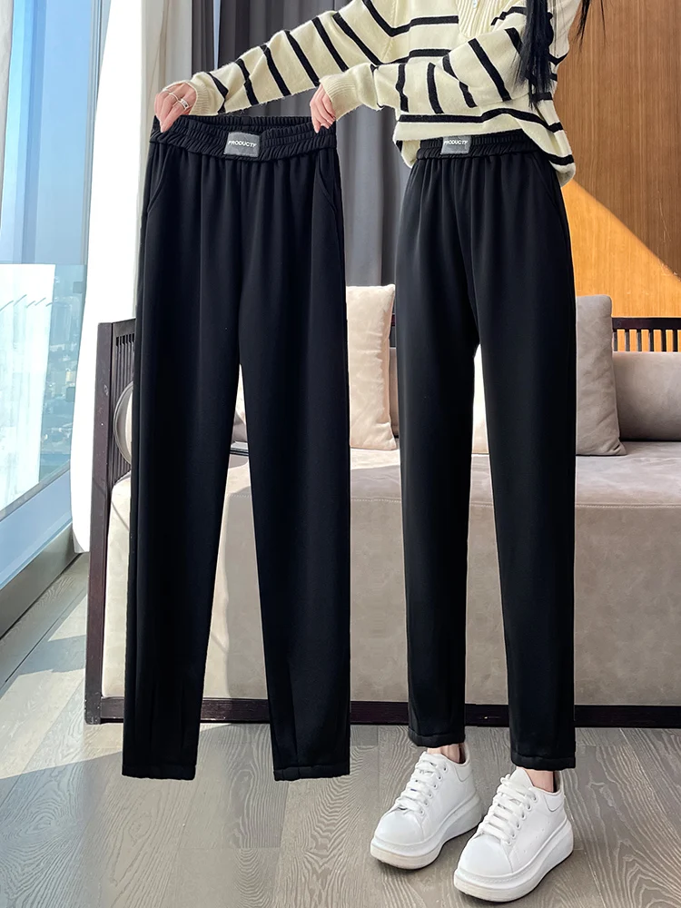 Ice Silk Harem Pants Women's Summer New High Waist plus Size Loose Casual Pants Wide Leg Thinming Nine Points Casual Trousers
