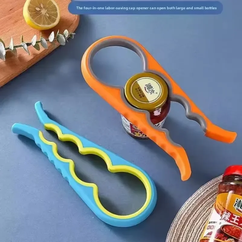 Can Opener Multi Functional Four In One Beverage Bottle Opener Cap Twister Four Position Can Opener Anti Slip Cap Twister