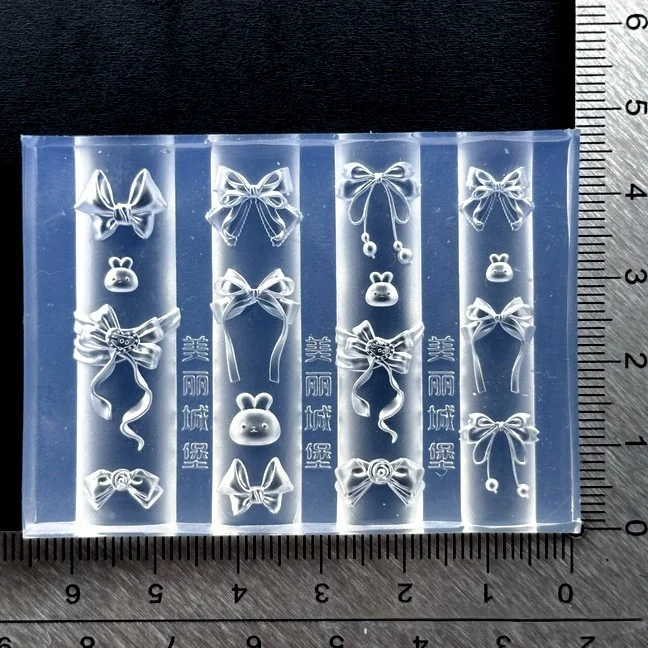 แม่พิมพ์ซิลิโคน 3 มิติ รูปกระต่ายโบว์ สำหรับตกแต่งเล็บ ทำเล็บ DIY แบบใส สำหรับออกแบบลายเล็บ