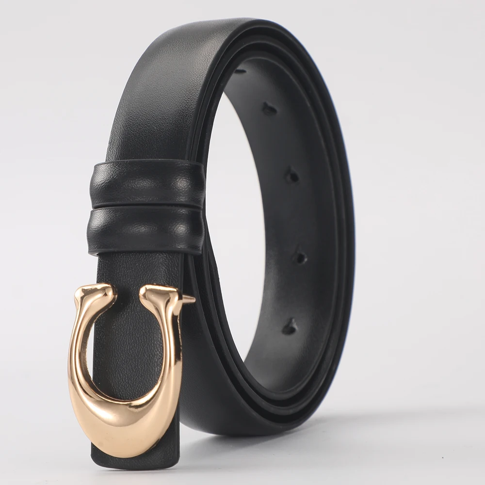 High-quality Women's Fashionable Belt C-shaped Buckle Smooth Buckle Temperament Double-sided Gift For Mother Using Belt image 2