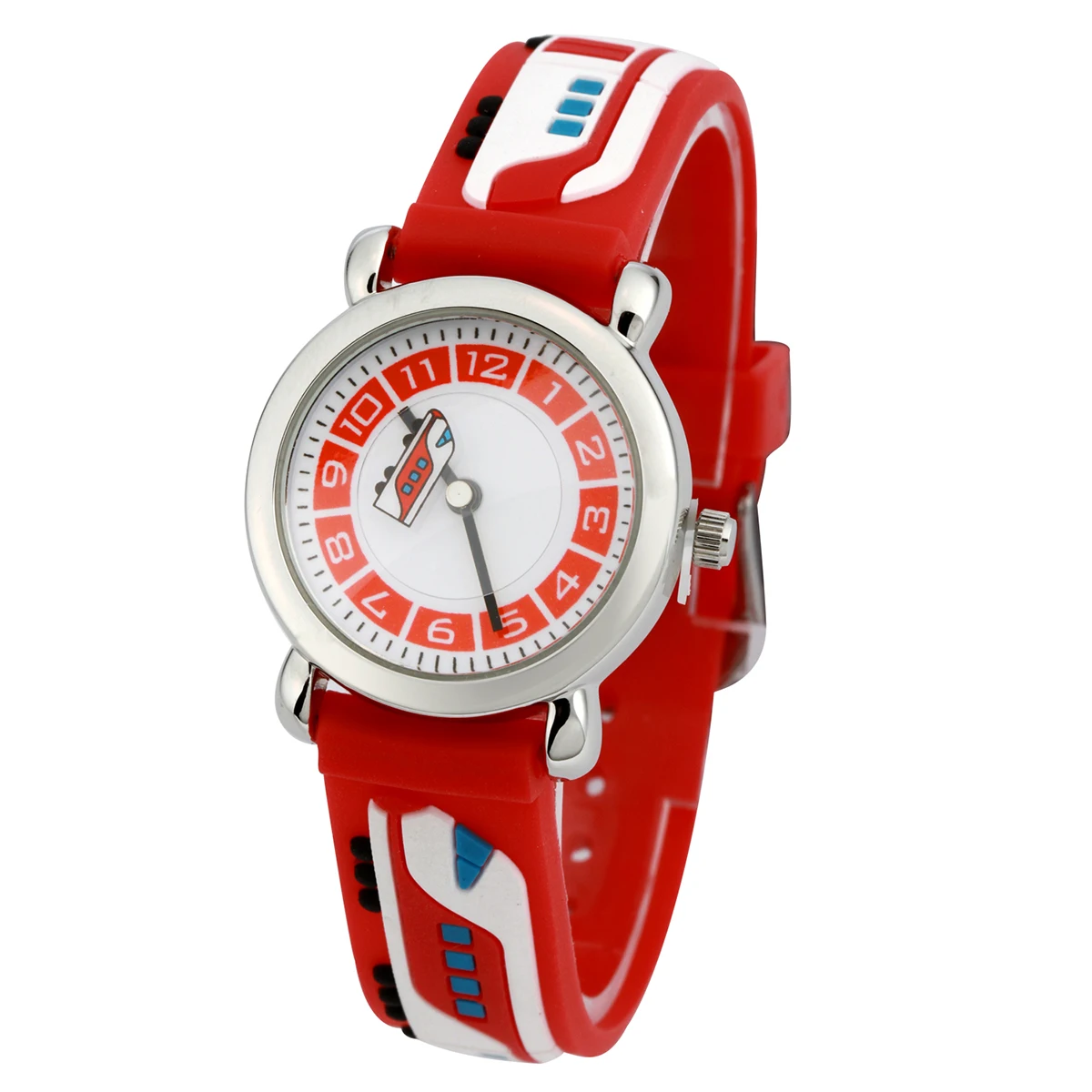 3D Cartoon Silicone Wrist Watch Waterproof Kids Quartz Watch Eco-Friendly Creative Red For Children Unique Design Durable Safe