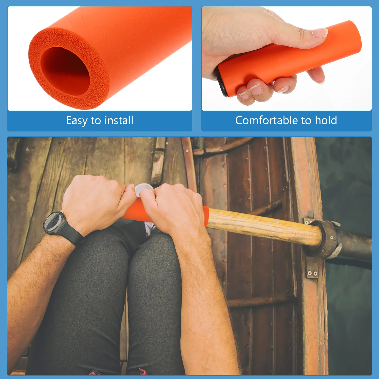 

12 Pcs Paddle Sponge Cover Kayak Grip Bulk Canoe Orange Grips Wrap for Aldult Accessories Boat