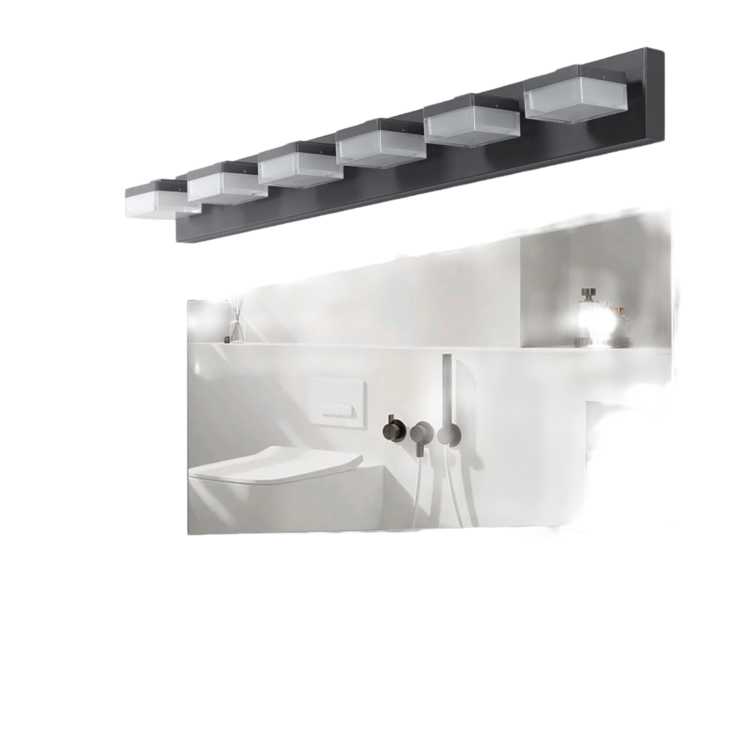 Lampe de courtoisie moderne à 6 lumières LED noires, éclairage pour salles de bains et tables de maquillage