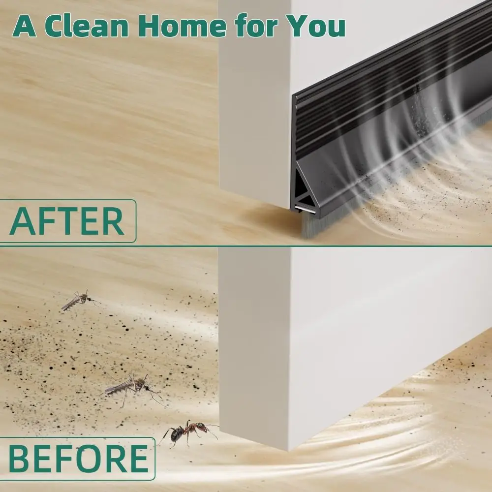 39 "طول شريط عازل للباب مادة السيليكون ذاتية اللصق تحت الباب الفجوة حشو فرشاة تصميم مانع الغبار مسودة الباب سدادة