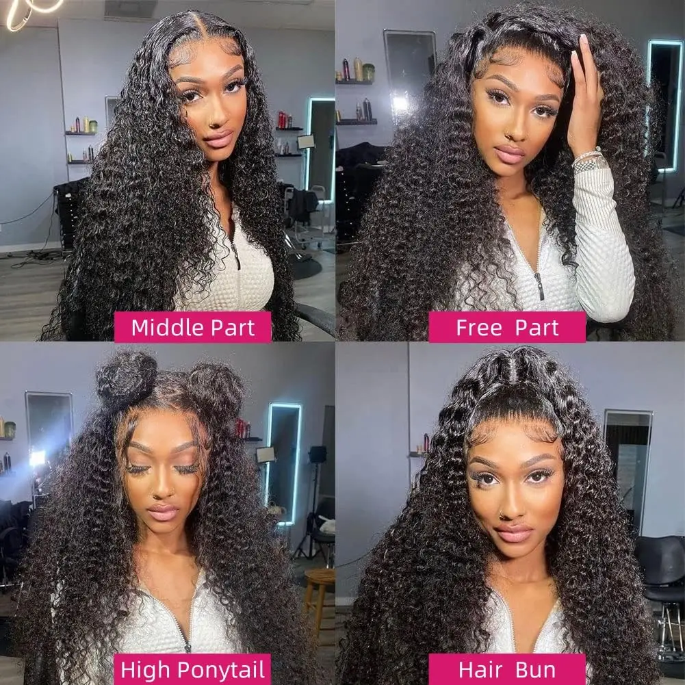 Deep Wave Lace Front Wig Brazilian Hair Wigs 13x4 Transparent Lace 180% Density Pre Plucked With Baby Hair For Women