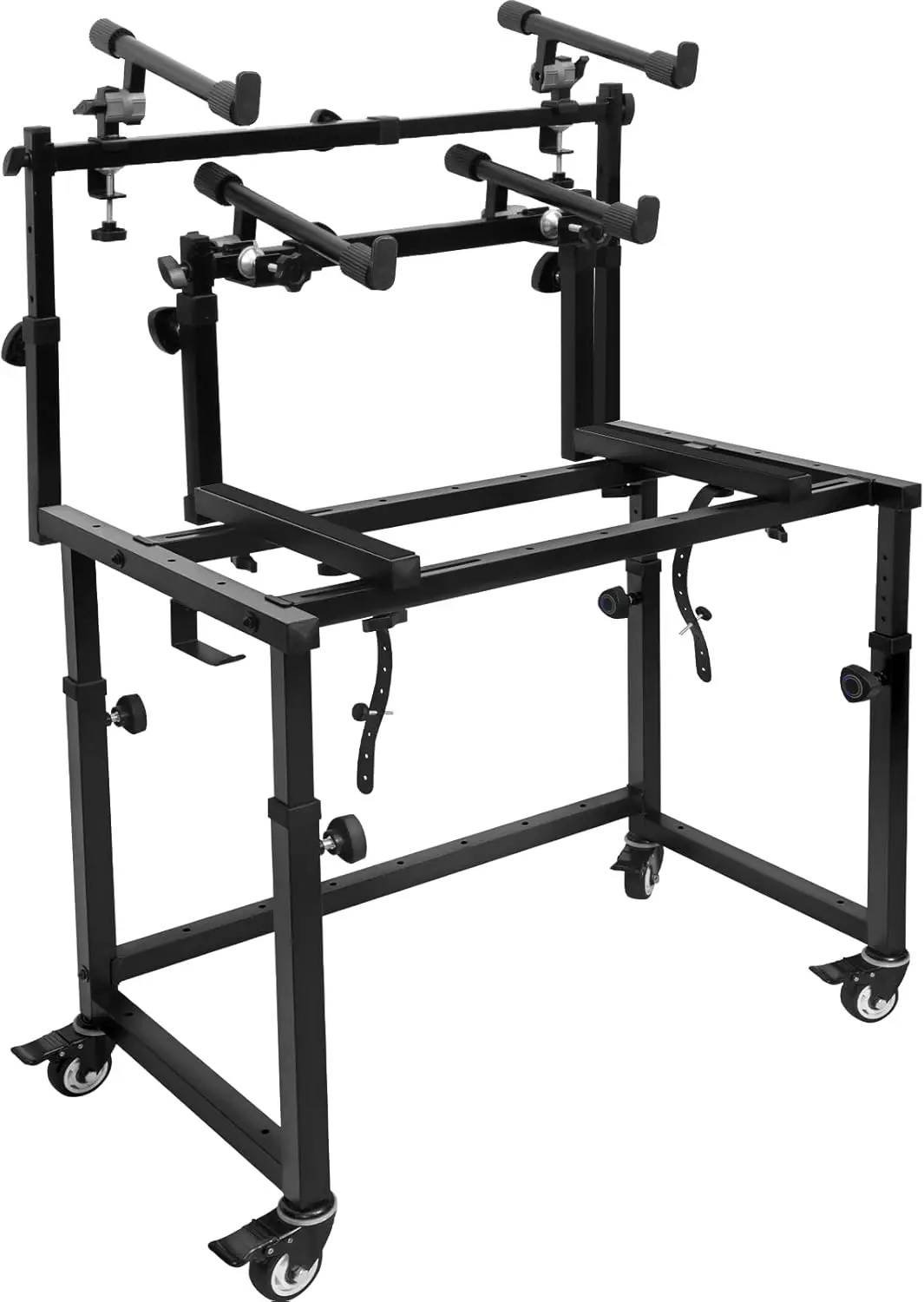 3 Tier Keyboard Stand w/ Wheels Music Studio Desk for Music Production - Electric Digital Pianos Synths for