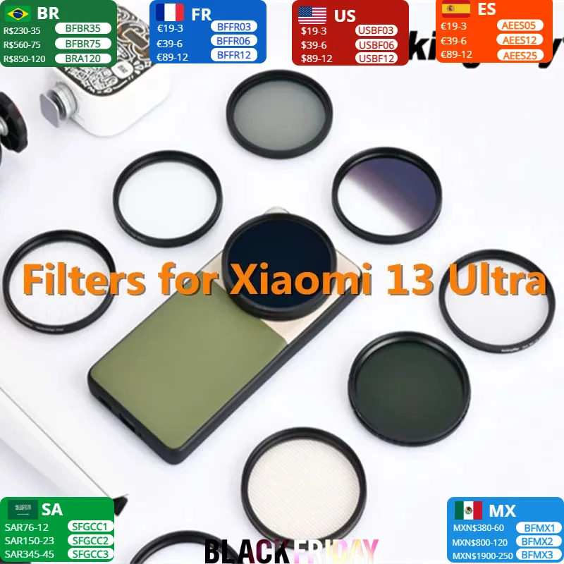 Walking Way 67mm Filters for Xiaomi 13 Ultra Phone Case Phone Filter Kit Mobile Shooting ND CPL Soft Star Flare Close Up Filter