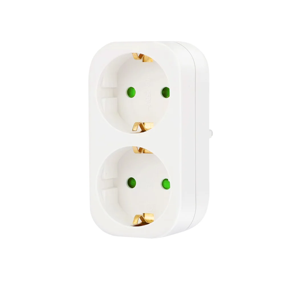 Doppelte Schuko-Adaptersteckdose ohne Kabel, 3680W Max 250V/16A Platzsparende Mehrfachsteckdose, Dreifach-Schuko-Steckdose