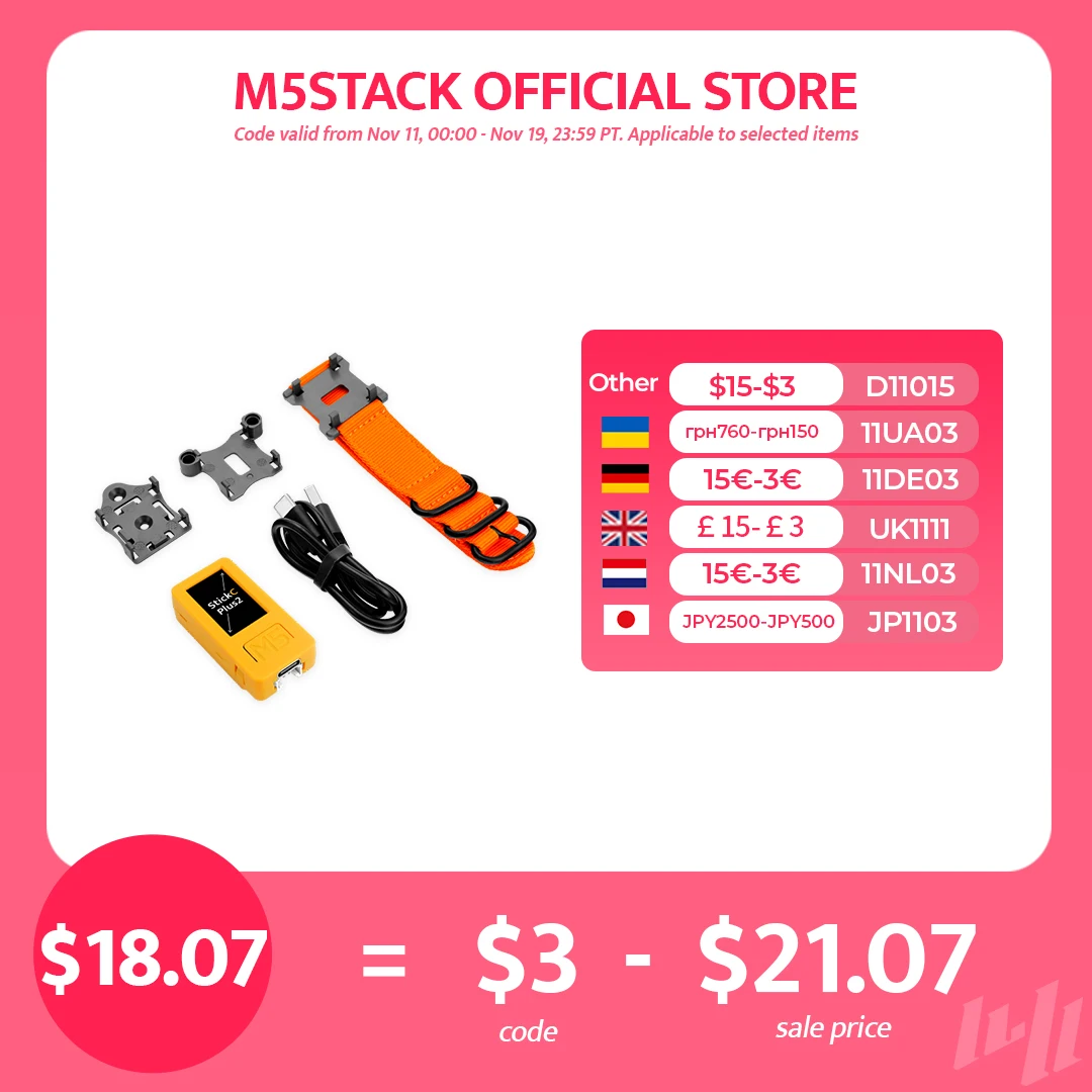 

M5Stack Official M5StickC PLUS2 with Watch Accessories ESP32-PICO-V3-02 Mini IoT Development Kit BLE and WiFi IoT Controller