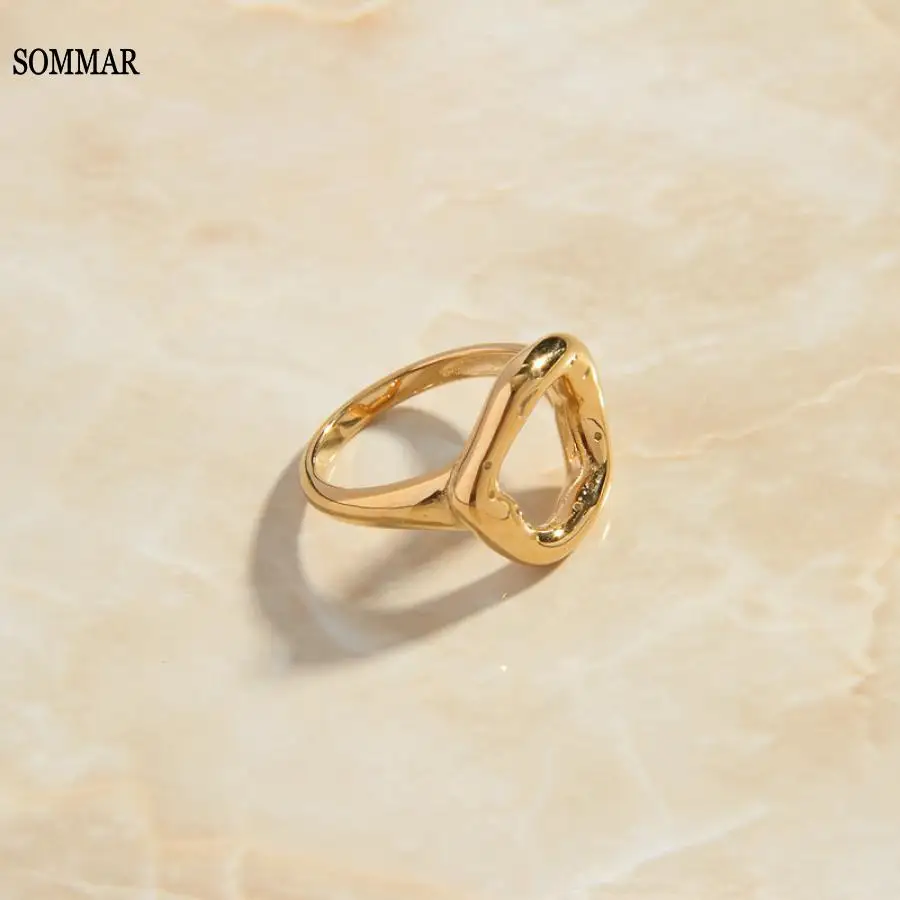 SOMMAR fashion 2023 NEW!! Gold Plated size 6 7 8 Maiden wedding rings Alien hollow ring ring men wedding