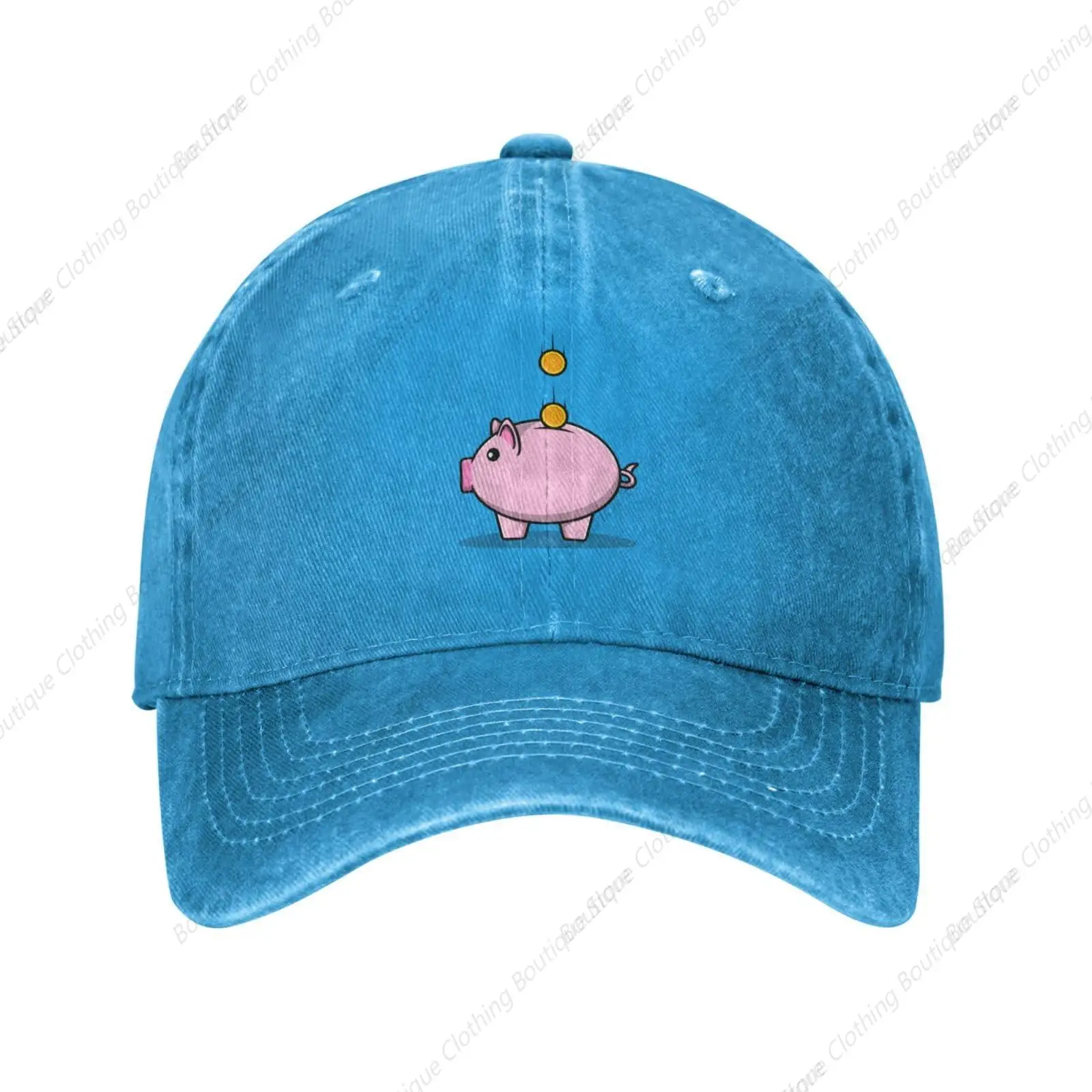 Cute Piggy Piggy Bank Baseball Cap for Men Women Hat Vintage Cowboy Hats Adjustable Trucker Caps Blue