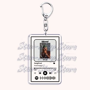 فرانك المحيط شقراء الموسيقى سلاسل المفاتيح للنساء, حقيبة اكسسوارات, الوردي والأبيض, كن نفسك لبلاب رمز القائمة, مفتاح المجوهرات, هدية المعجبين أعلى 10 مبيعات ذيل الذئب الأبيض - رقم 2