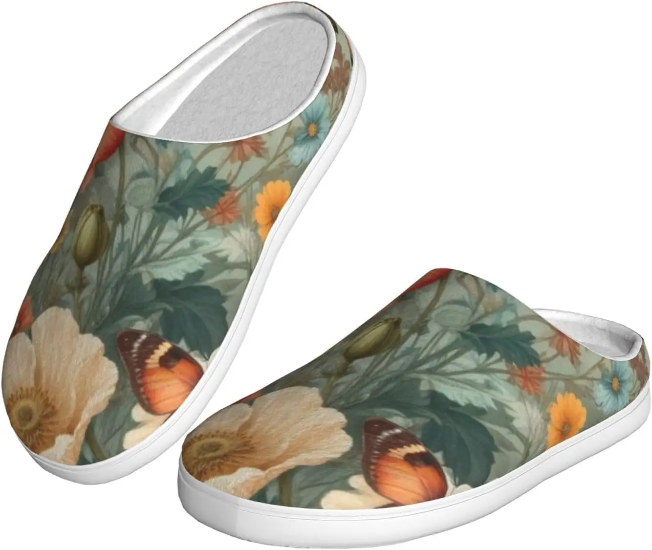 Pantoufles confortables pour femmes, pantoufles d'intérieur et d'extérieur en coton doux avec semelle antidérapante