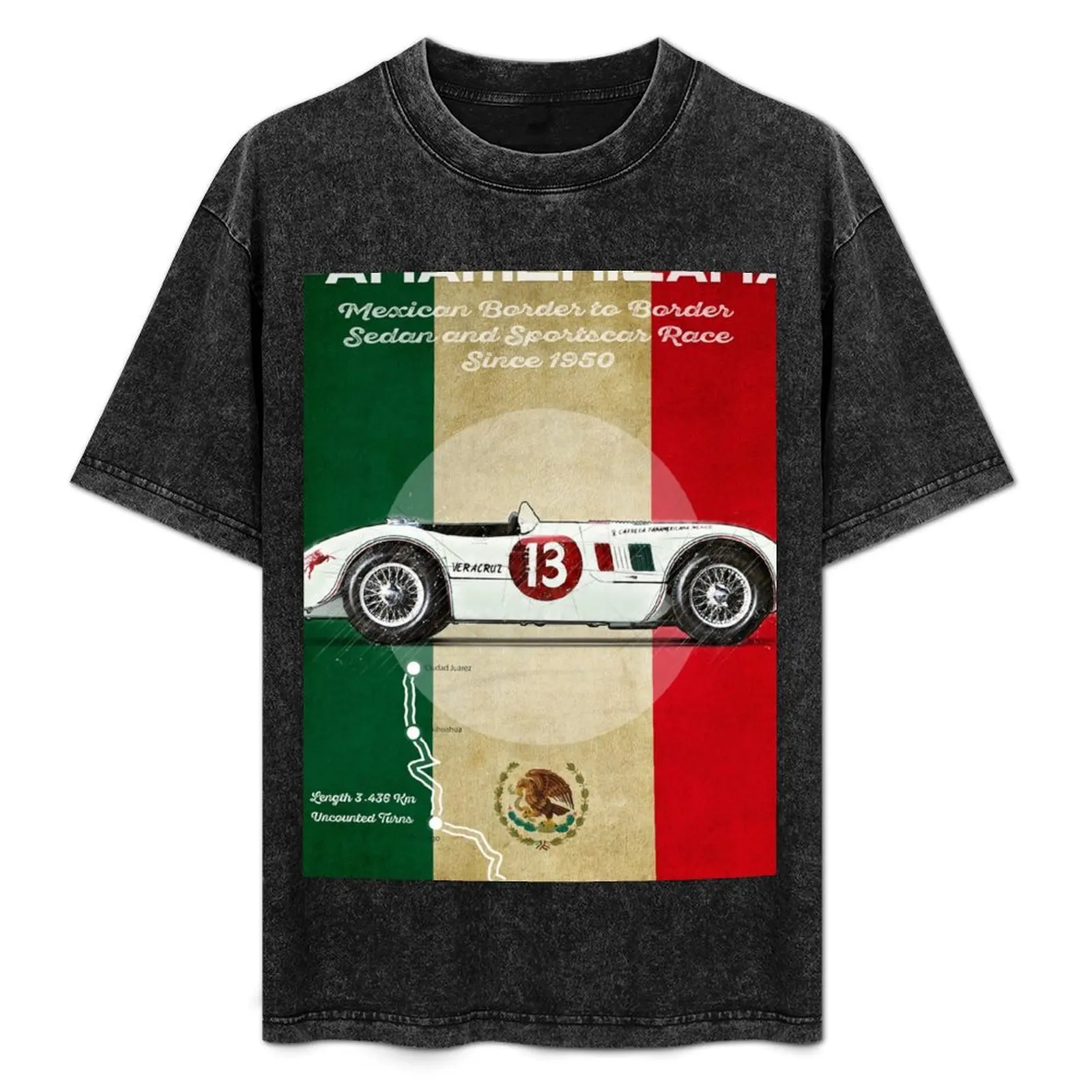 Camiseta Carrera Panamericana Vintage Tipo C, Informal, para Uso Diario, Manga Corta
