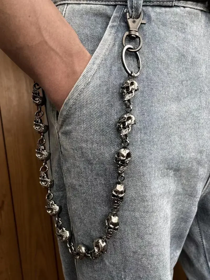 Retro Gothic Heavy Waist Chain Men's Skull Keychain Wallet Chain Cycling Rock Fashion Punk Accessory image 2