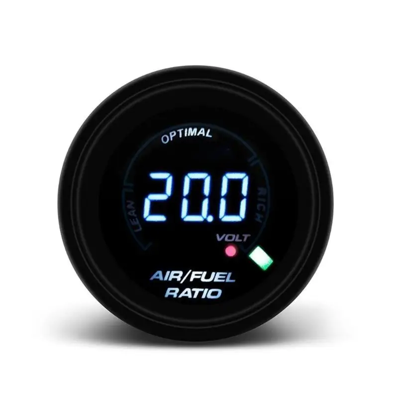 

02DE 52mm Car Gauge Air Fuels Ratio Gauge with Voltmeter ABS & Aluminum Vehicle Gauge Suitable for 12V Car Modification