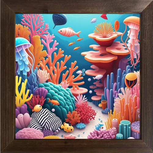Seascape Coral Oil Paintings Used for Decoration in Various Scenarios Such As Homes, Classrooms, and Festivals