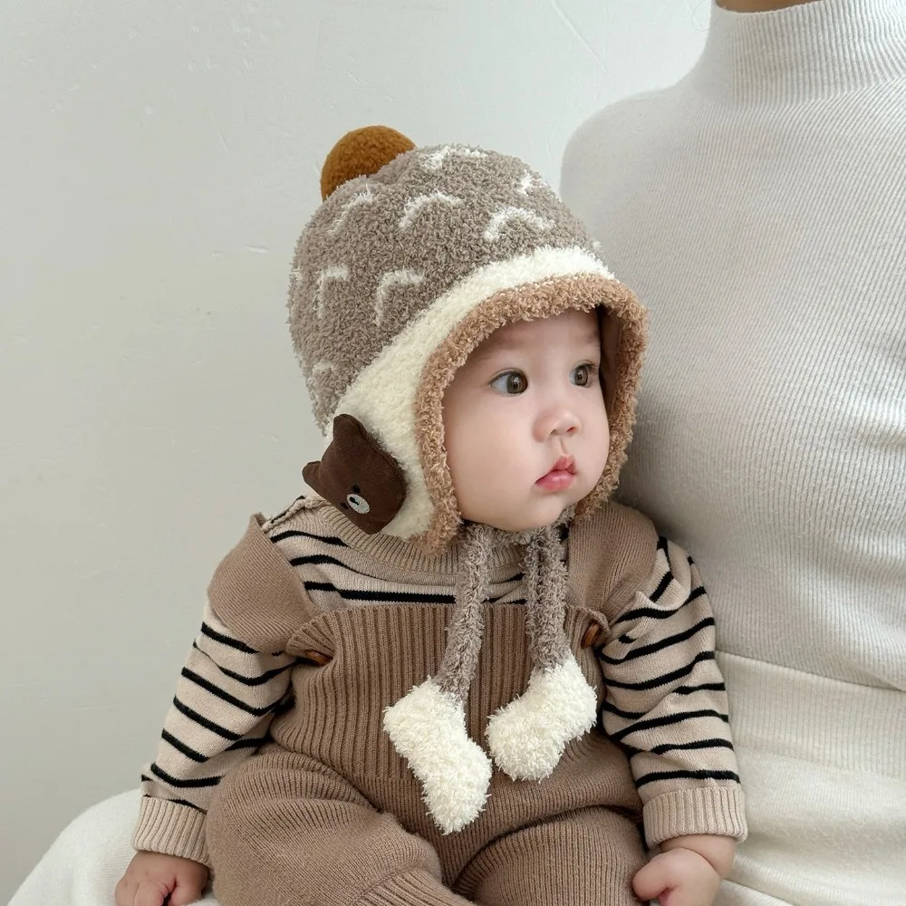 

Soft Windproof Baby Ear Protection Hat Coral Fleece Cartoon Beanie Hat Earmuffs Keep Warm Infant Toddler Cap Outdoor