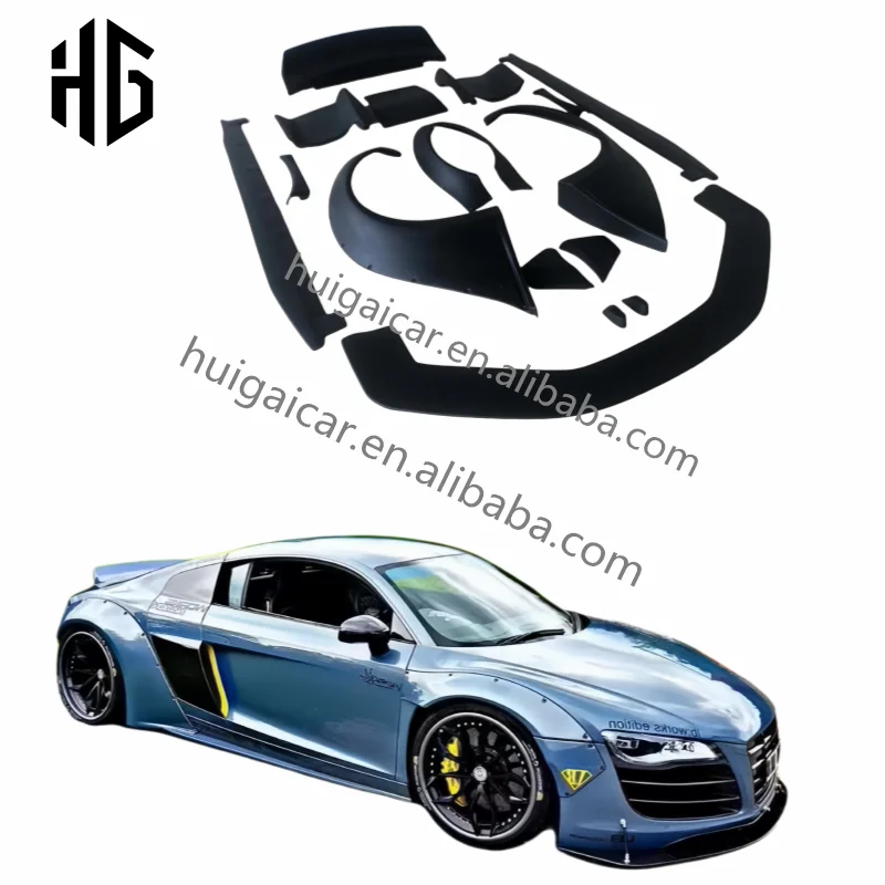 

LB Style Half of Carbon Fiber Front Rear Bumper Lip Assembly Spoiler Wide BodyKit for Audi V8 V10 R8 Upgrade Wide Body Kit