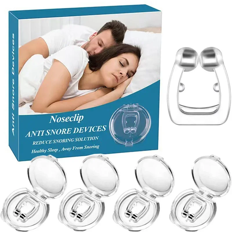 Magnetisches Anti-Schnarch-Gerät, stoppt das Schnarchen, Nasenklammer, einfaches Atmen, verbessert die Schlafhilfe, Apnoe-Schutz, Nachtgerät mit Etui, 1/2/4/6 Stück