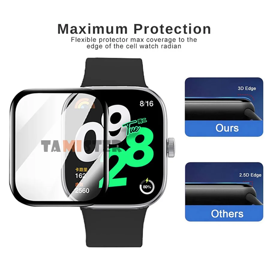 Soft Fibre Glass Protective Film For Xiaomi Redmi Watch 4 Smart Watch Full Cover Screen Protector For Redmi Watch 4 Accessories