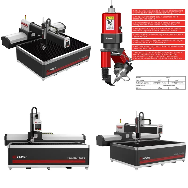 Compact 5 Axis Hydro Jet Cutting Machine with Water for Marble and Ceramic Tiles Waterjet Cutting