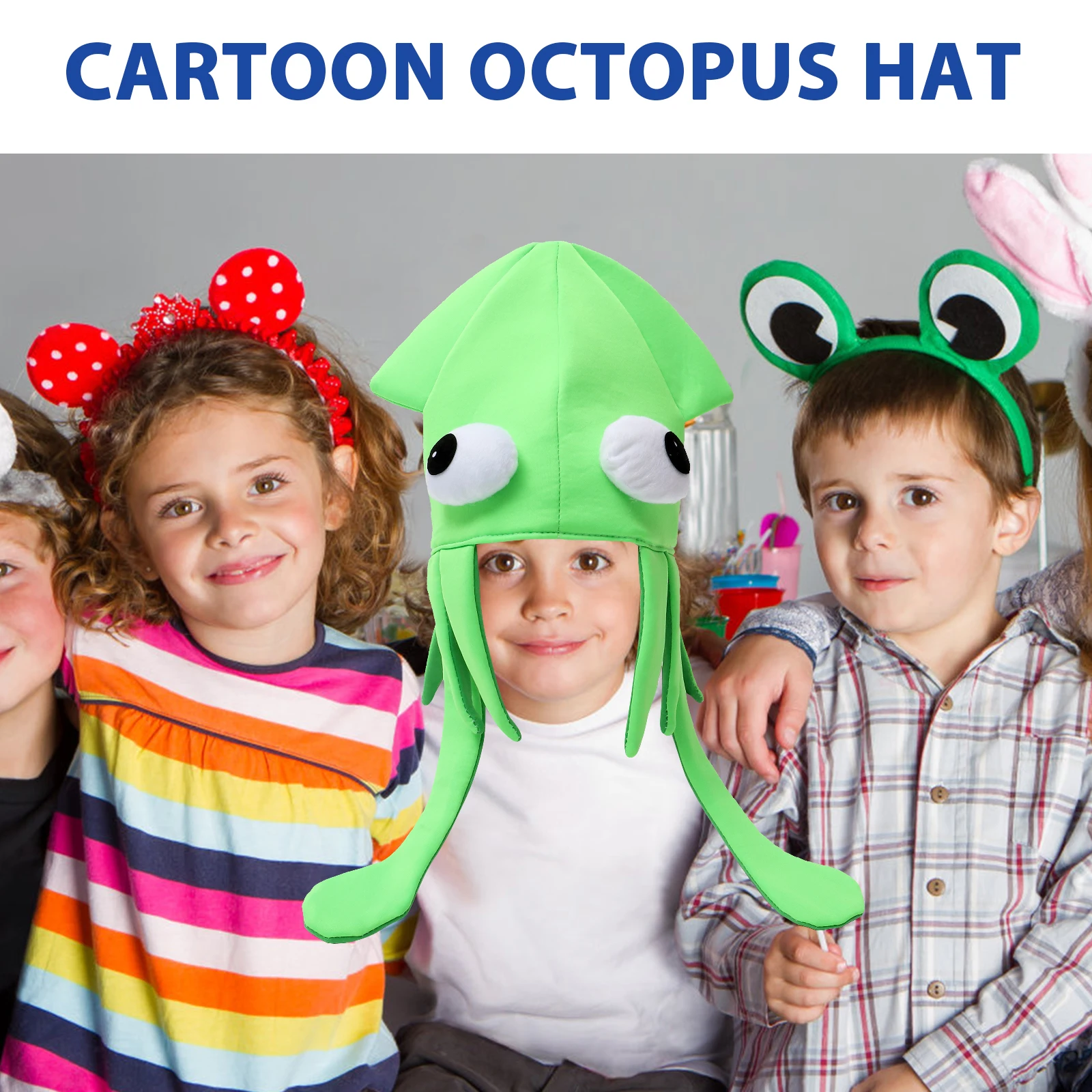 Cappello da cartone animato per feste Design di polpo Copricapo di animali carino Leggero morbido da indossare per decorazioni per feste di ballo in spiaggia