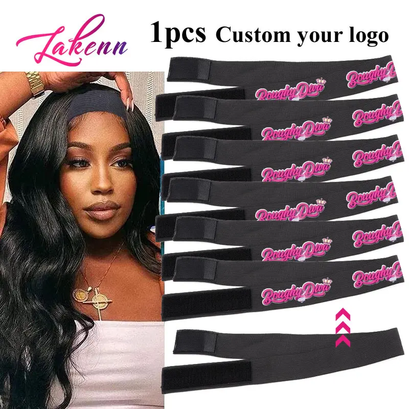 

Lace Melting Band Customized Logo Adjustable Edge Elastic Band Wigs Frontal Wrap Headband Black 2.5 3 3.5 4cm Hair Accossories