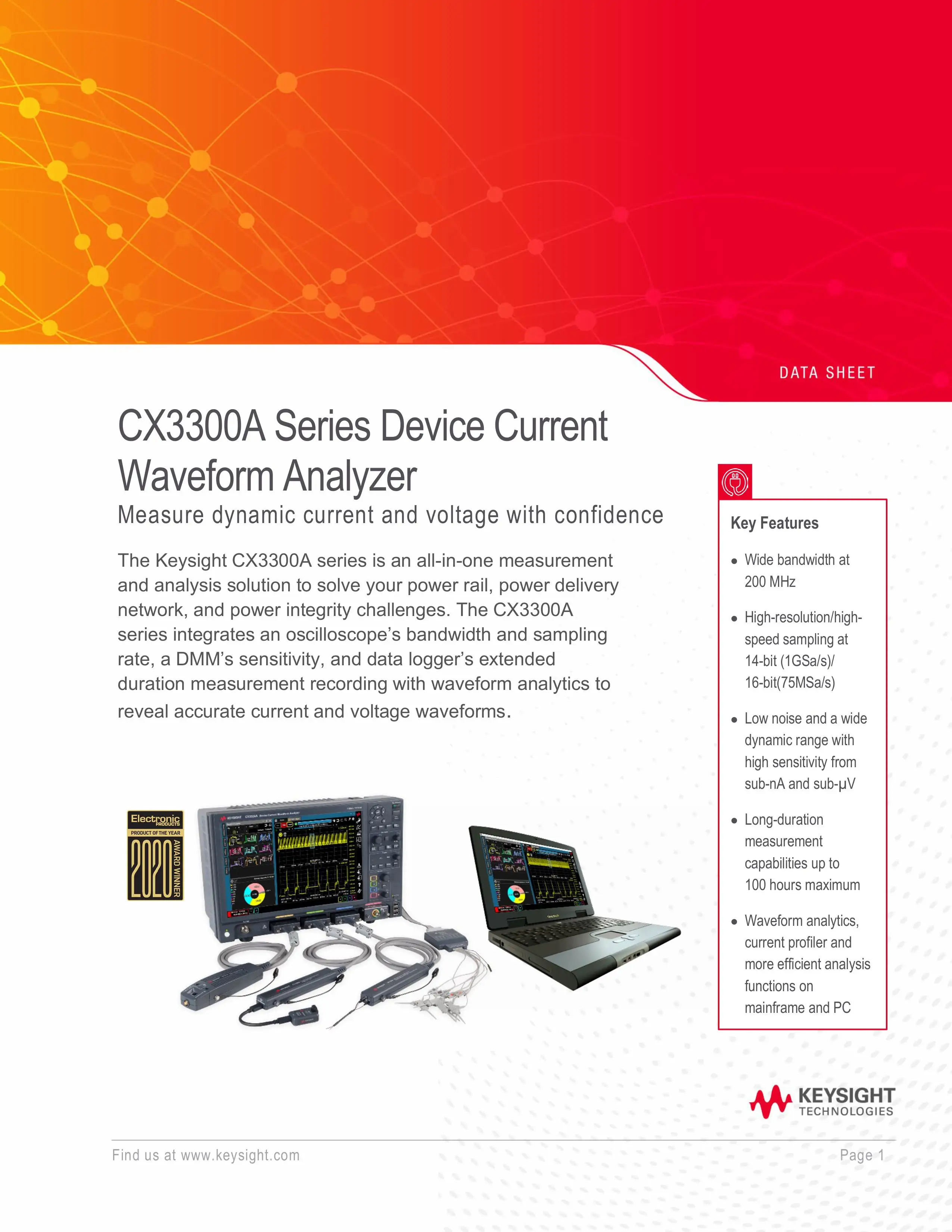 Keysight CX1105A Differential Sensor, Wide Dynamic Range, 100 MHz