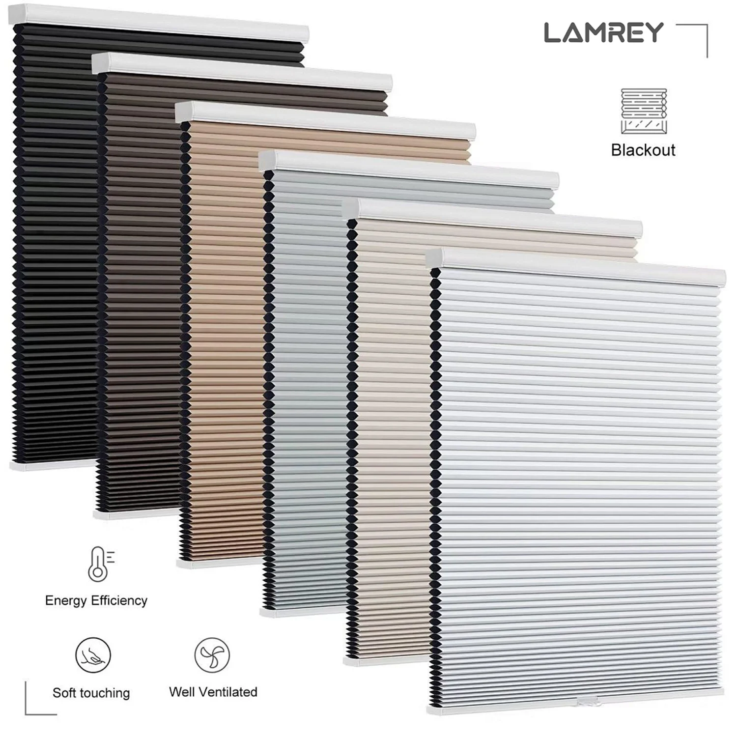 Lamrey Custom Cordless Cellular Shades Blackout Double Layer Honeycomb Blinds Thermal Insulated Window Curtains Eco Kids Safe