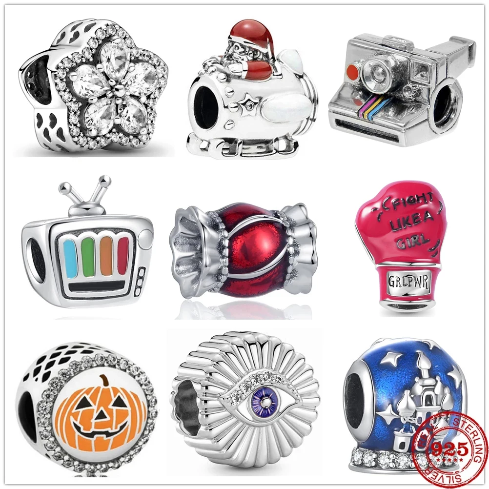 

New 925 Sterling Silver Candy pumpkin boxing Santa Claus Charm Bead Fit Original Pandora charms Bracelets Women DIY Fine Jewelry