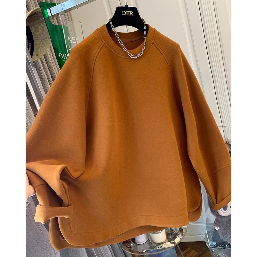 

plus Size Women's Long Sve Sweatirt Thi German Velvet Base Layer Loose Fit Comfortable Warm Winter Knitwear Top