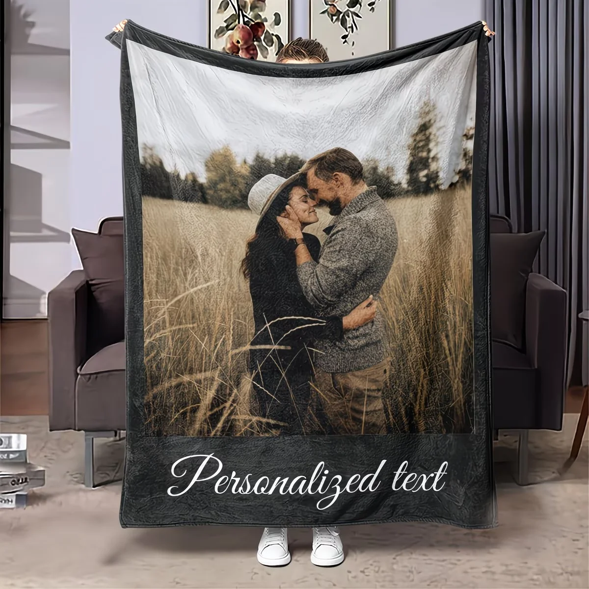 1 piece of personalized text and image customized printed blanket, warm and comfortable, a heartwarming gift for festivals, an a