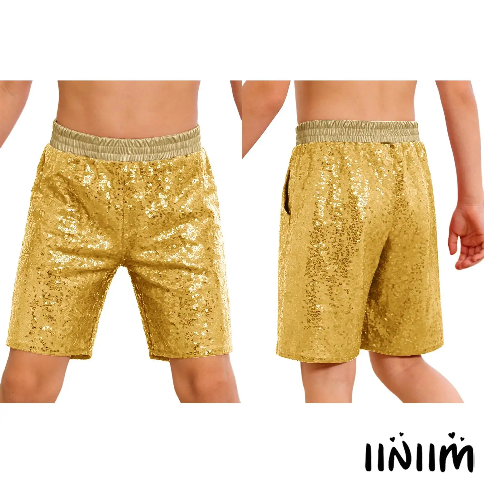 

Kids Jazz Dance Stage Performance Costume Boys Mock Neck Sleeveless Back Zipper Shiny Sequins Color Block Top Street Dance Wear