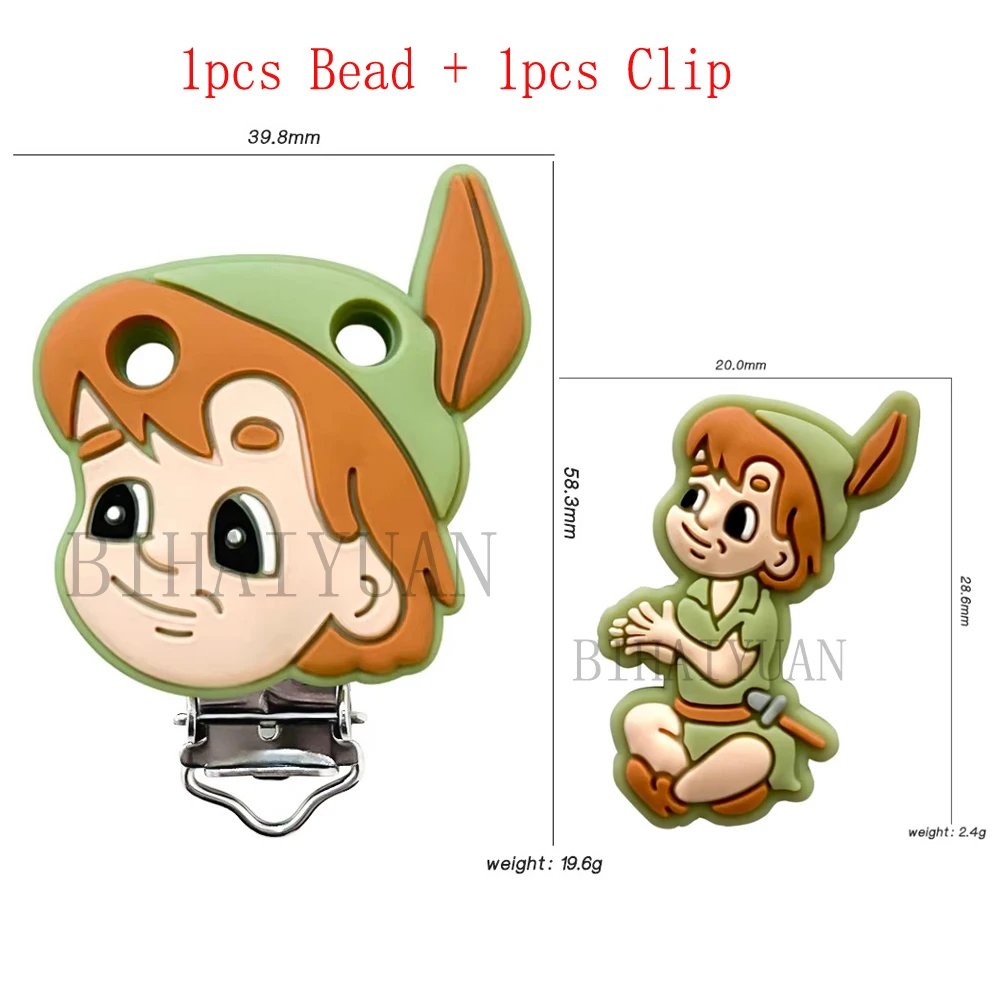 2pcs one set Dumbo marie cat princess peter pan Silicone clip Focal Beads DIY Pacifier Chain Clips Toy Jewelry Accessories