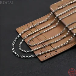 BOCAI NEW S925 Sterling Silver Necklace for Men Women Antique 3mm-6mm O-chain Fashionable Trendy Necklet Fine Jewelry Wholesale